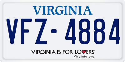 VA license plate VFZ4884