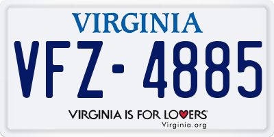 VA license plate VFZ4885