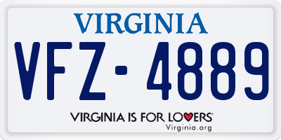 VA license plate VFZ4889