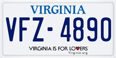 VA license plate VFZ4890