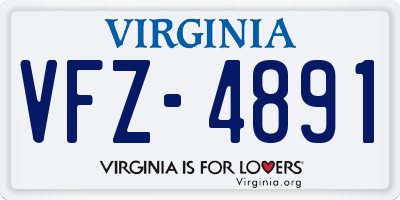 VA license plate VFZ4891