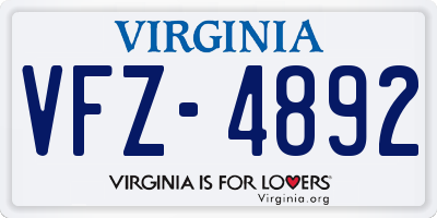 VA license plate VFZ4892