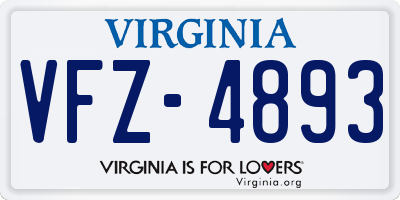 VA license plate VFZ4893