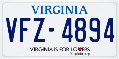VA license plate VFZ4894