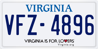VA license plate VFZ4896
