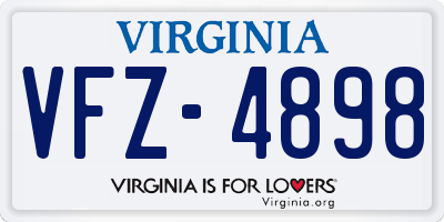 VA license plate VFZ4898