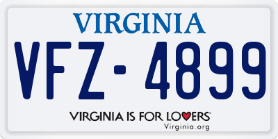 VA license plate VFZ4899