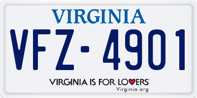 VA license plate VFZ4901