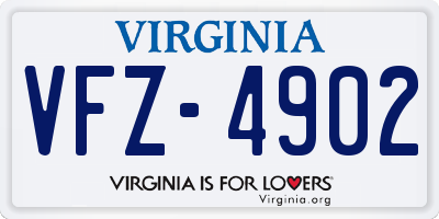 VA license plate VFZ4902