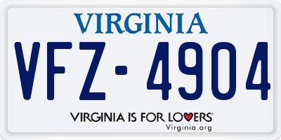 VA license plate VFZ4904