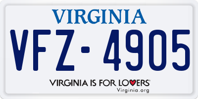 VA license plate VFZ4905
