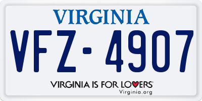 VA license plate VFZ4907