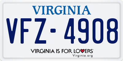 VA license plate VFZ4908