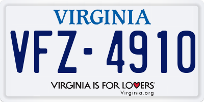 VA license plate VFZ4910