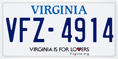 VA license plate VFZ4914