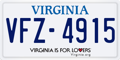 VA license plate VFZ4915
