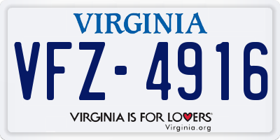 VA license plate VFZ4916