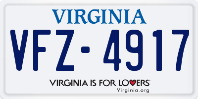 VA license plate VFZ4917
