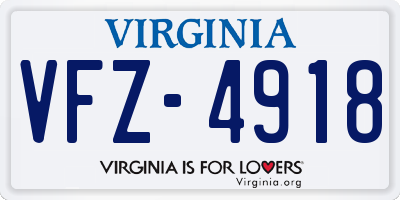 VA license plate VFZ4918