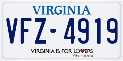 VA license plate VFZ4919