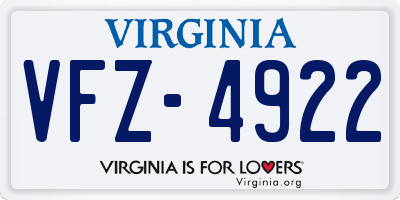 VA license plate VFZ4922