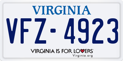 VA license plate VFZ4923