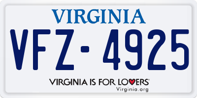 VA license plate VFZ4925