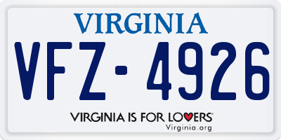 VA license plate VFZ4926