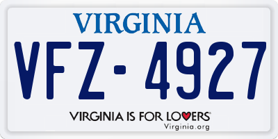 VA license plate VFZ4927