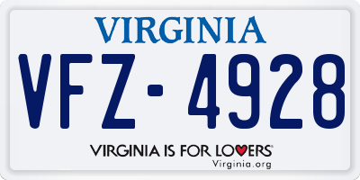 VA license plate VFZ4928