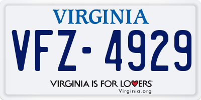 VA license plate VFZ4929