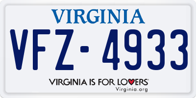 VA license plate VFZ4933