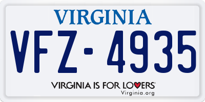 VA license plate VFZ4935