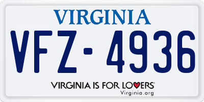 VA license plate VFZ4936