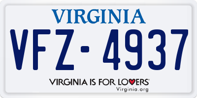 VA license plate VFZ4937