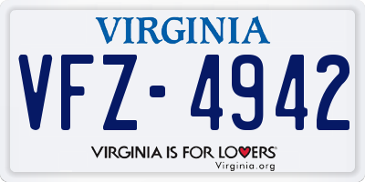 VA license plate VFZ4942