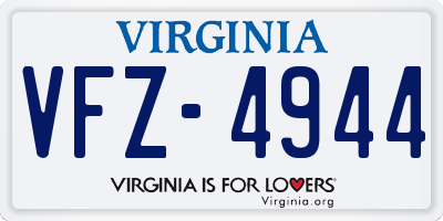 VA license plate VFZ4944