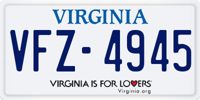 VA license plate VFZ4945