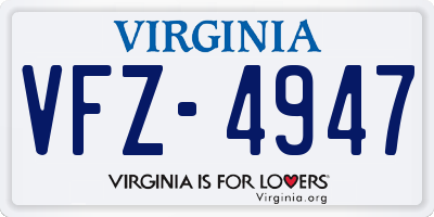 VA license plate VFZ4947
