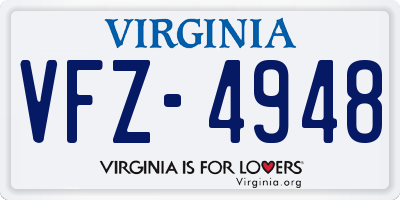VA license plate VFZ4948