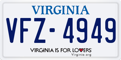 VA license plate VFZ4949