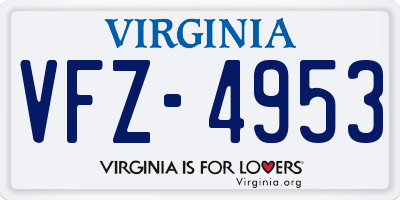 VA license plate VFZ4953
