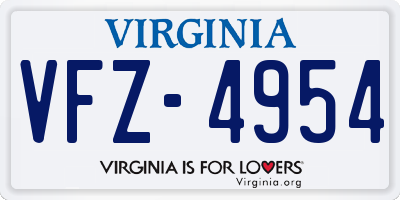 VA license plate VFZ4954