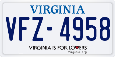 VA license plate VFZ4958