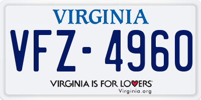 VA license plate VFZ4960