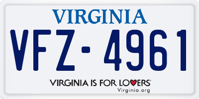 VA license plate VFZ4961