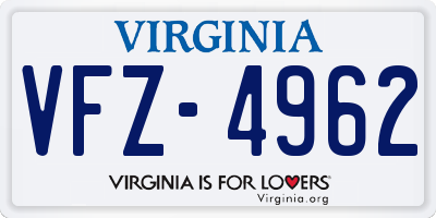 VA license plate VFZ4962