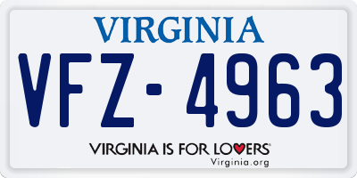VA license plate VFZ4963