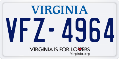 VA license plate VFZ4964