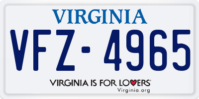 VA license plate VFZ4965